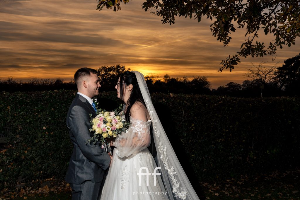 Romantic golden-hour / sunset photograph taken at Oak Farm Hotel in Cannock, Staffordshire